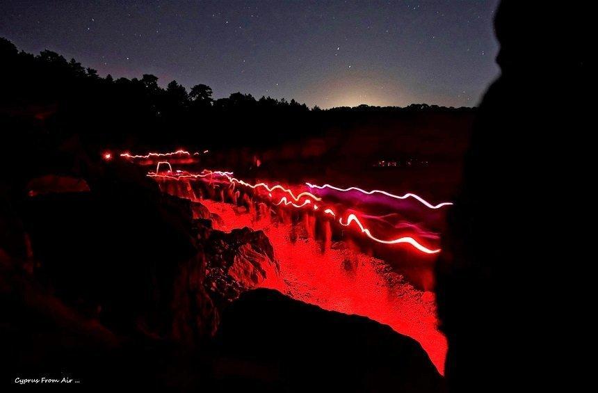 PHOTOS + VIDEO: A  ‘flaming river’ created by hundreds of people on the highest peak of Troodos!