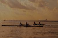 The picture of the rowers in the Limassol's sea at sunrise is pure art