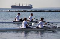 The picture of the rowers in the Limassol's sea at sunrise is pure art
