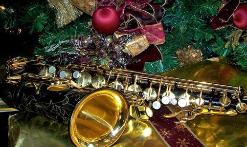 Christmas buffet with saxophone