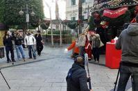 The Limassol Christmas tree on the back of a shooting set on Aneksartisias street
