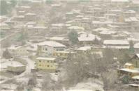 Villages, hills and vineyards in Limassol covered in fluffy snow