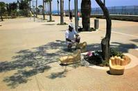 The stolen seat - sculpture restored and back to the seaside 6 months later!