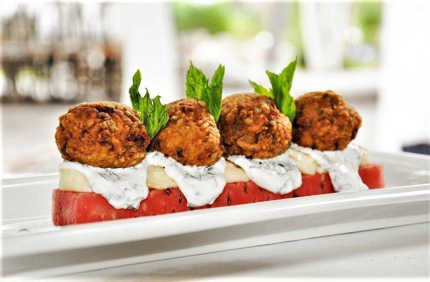 Zucchini balls with watermelon: The ultimate combination by the Limassol sea!