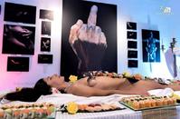 Sushi on a naked body in a different exhibition for 18+ in Limassol