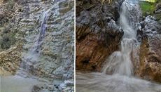 The 'white' waterfall (Photo: Kyriakos Kefalas) and a waterfall in Asgata (Photo: Yiannis Makriyianni)