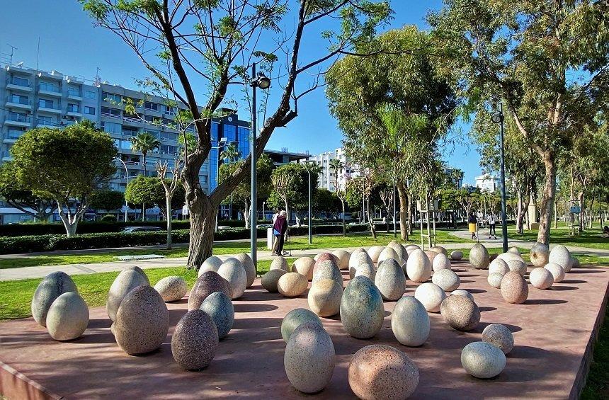 The eggs of the 'Birth' in the Limassol Sculpture Park