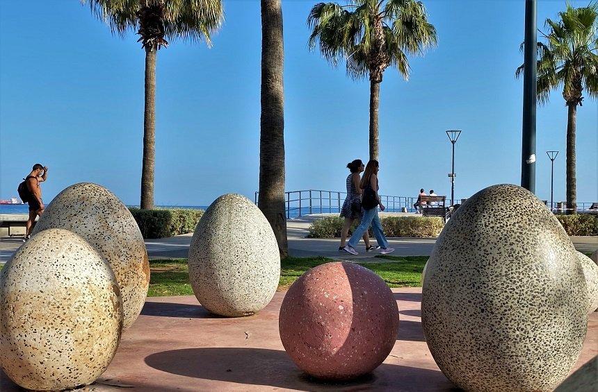 The eggs of the 'Birth' in the Limassol Sculpture Park