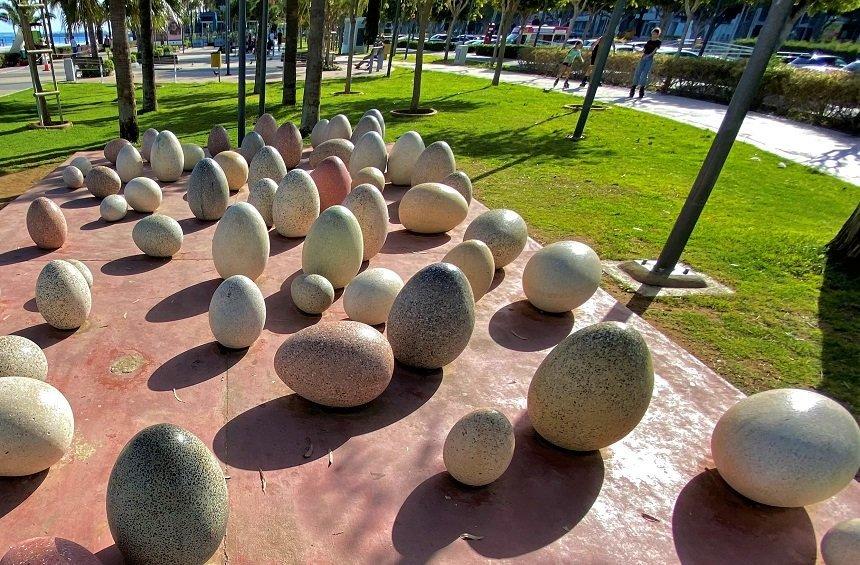 The eggs of the 'Birth' in the Limassol Sculpture Park