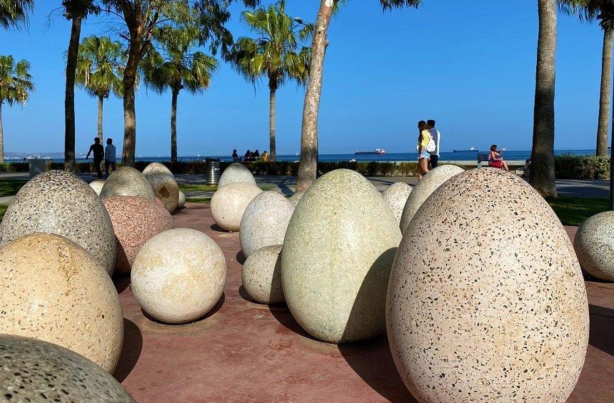 The eggs of the 'Birth' in the Limassol Sculpture Park