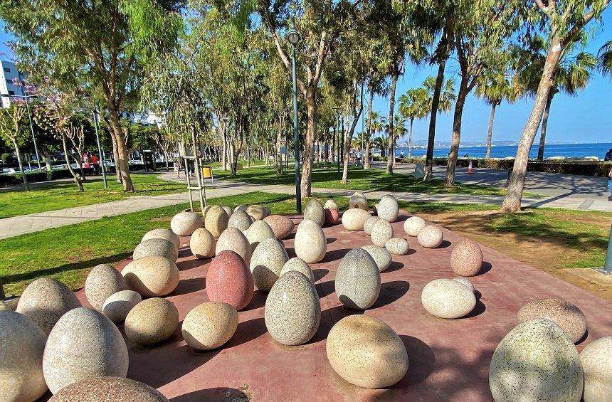 The eggs of the 'Birth' in the Limassol Sculpture Park