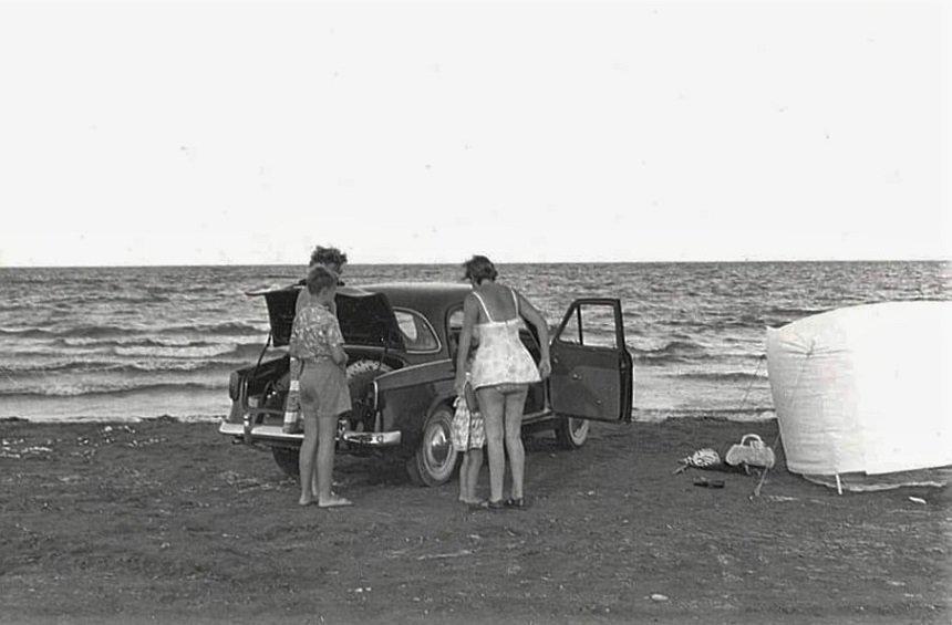 A famous Limassol beach long before the lounges and the beach bars!