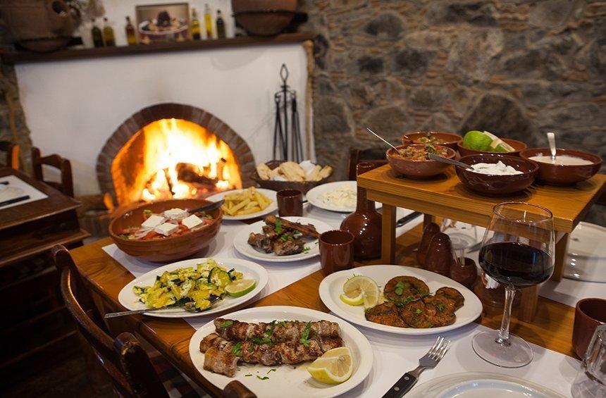 In the winter, a meal is always accompanied by the fireplace, but Giorgos and Nikos make sure that their place has something special to offer in every season.
